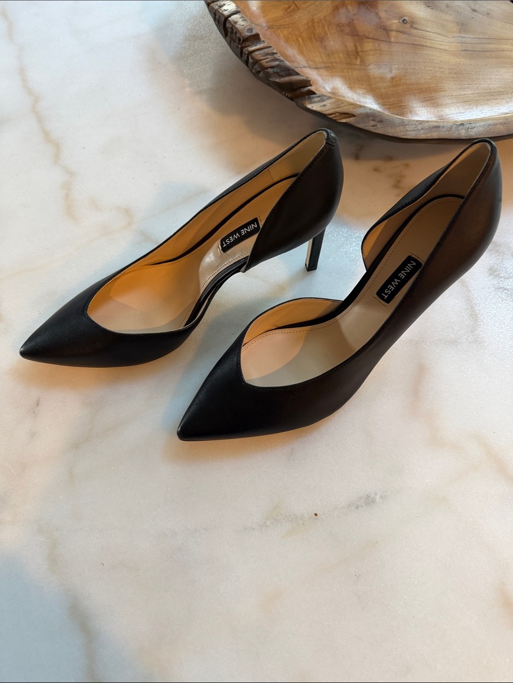 Nine West Black Pointed Toe Heel Pumps - Picture 3 of 9